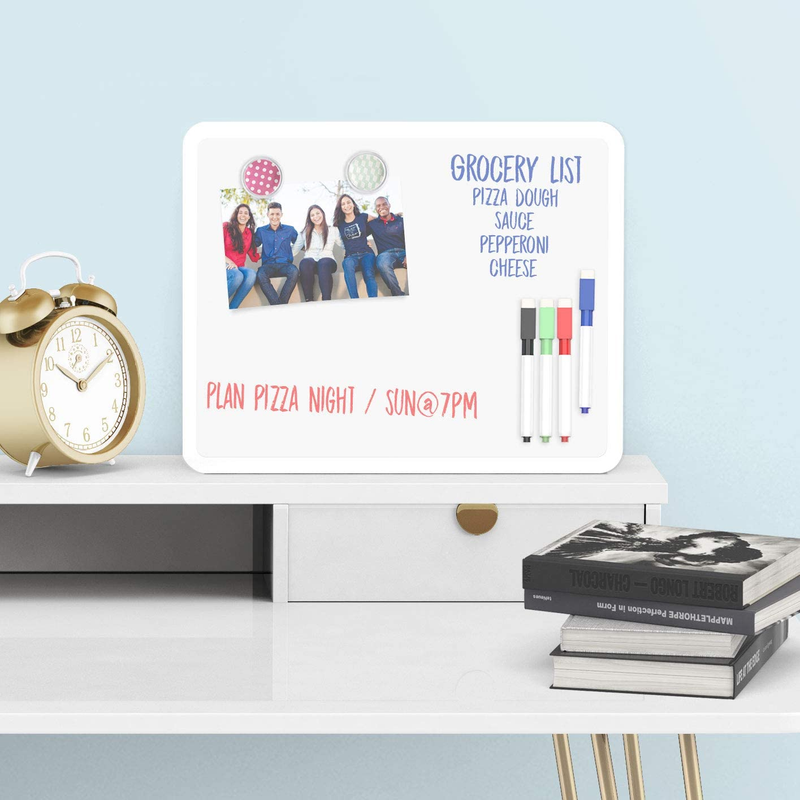 Dry Erase Board 11 by 14 in - Magnetic Whiteboard with 4 Markers and 2 Magnets-