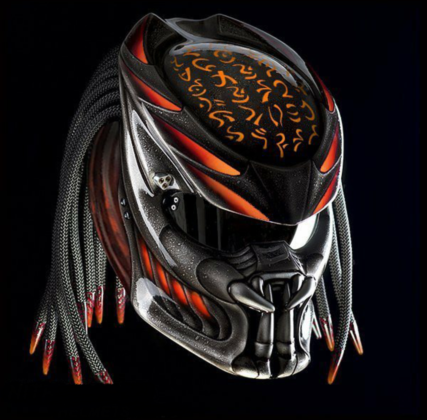 TOP PREDATOR MOTORCYCLE HELMET CUSTOM ORANGE FIRE ( DOT TOP PREDATOR MOTORCYCLE HELMET CUSTOM ORANGE FIRE ( DOT