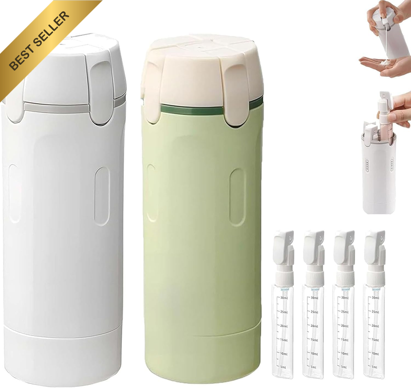 4 in 1 Travel Dispenser Bottle,Refillable Bottles with Scale and Label,Leak Proo