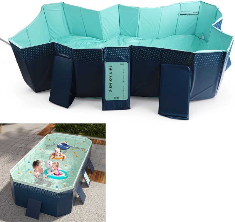 Foldable Swimming Pool Oversize Portable Inflatablefree PVC Family Backyard Pool for Kids Adults Pets Outdoor Indoor Use (2.6M / 8.5Ft)