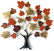 Metal Maple Tree Wall Plaque Fall Autumn Leaves Hanging ...