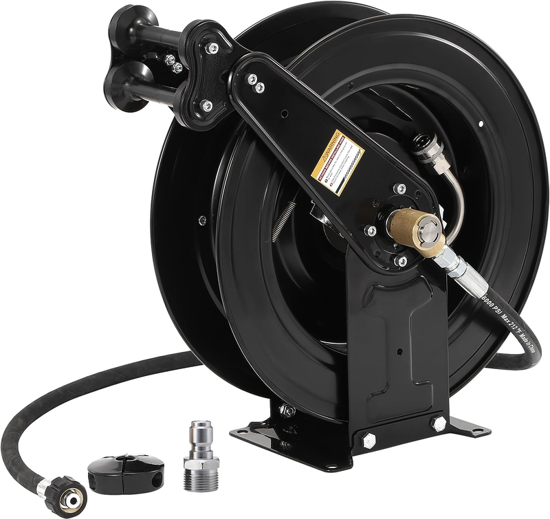 Fixfans High Pressure Washer Hose Reel For Water/air/oil  3/8 X 50 Ft Steel Dual