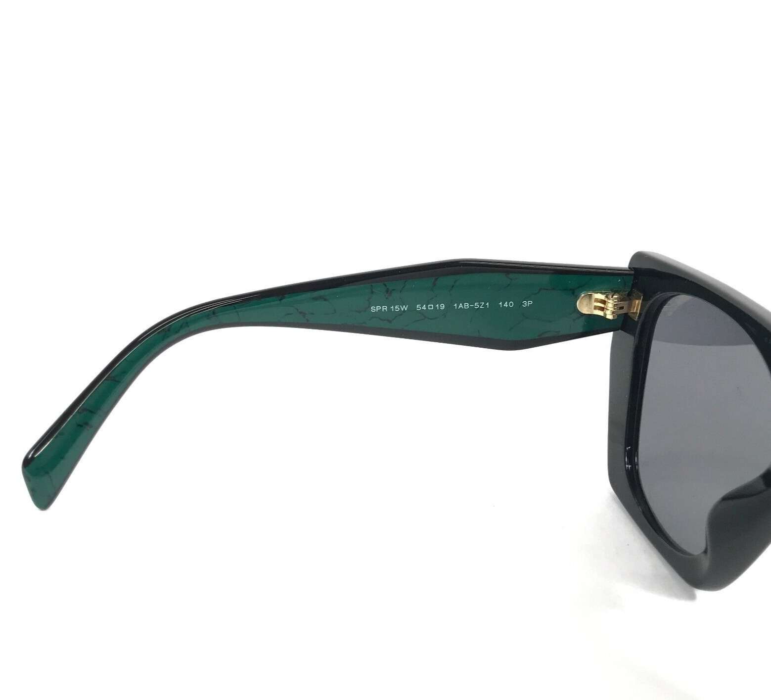 Pre-owned Prada Sunglasses Spr15w 1ab-5z1 Black Green Butterfly Frames With Gray Lenses