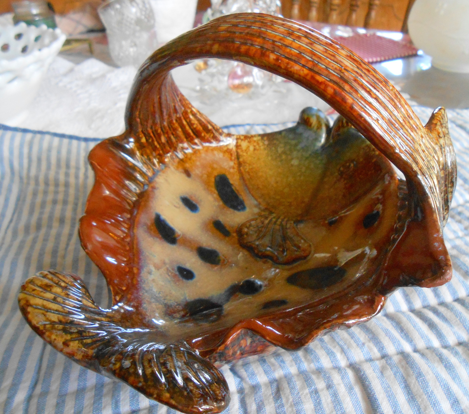 Fish Bowl Multi-color Ceramic Spongeware Cabin Soap Dish Tuna Salad, etc.