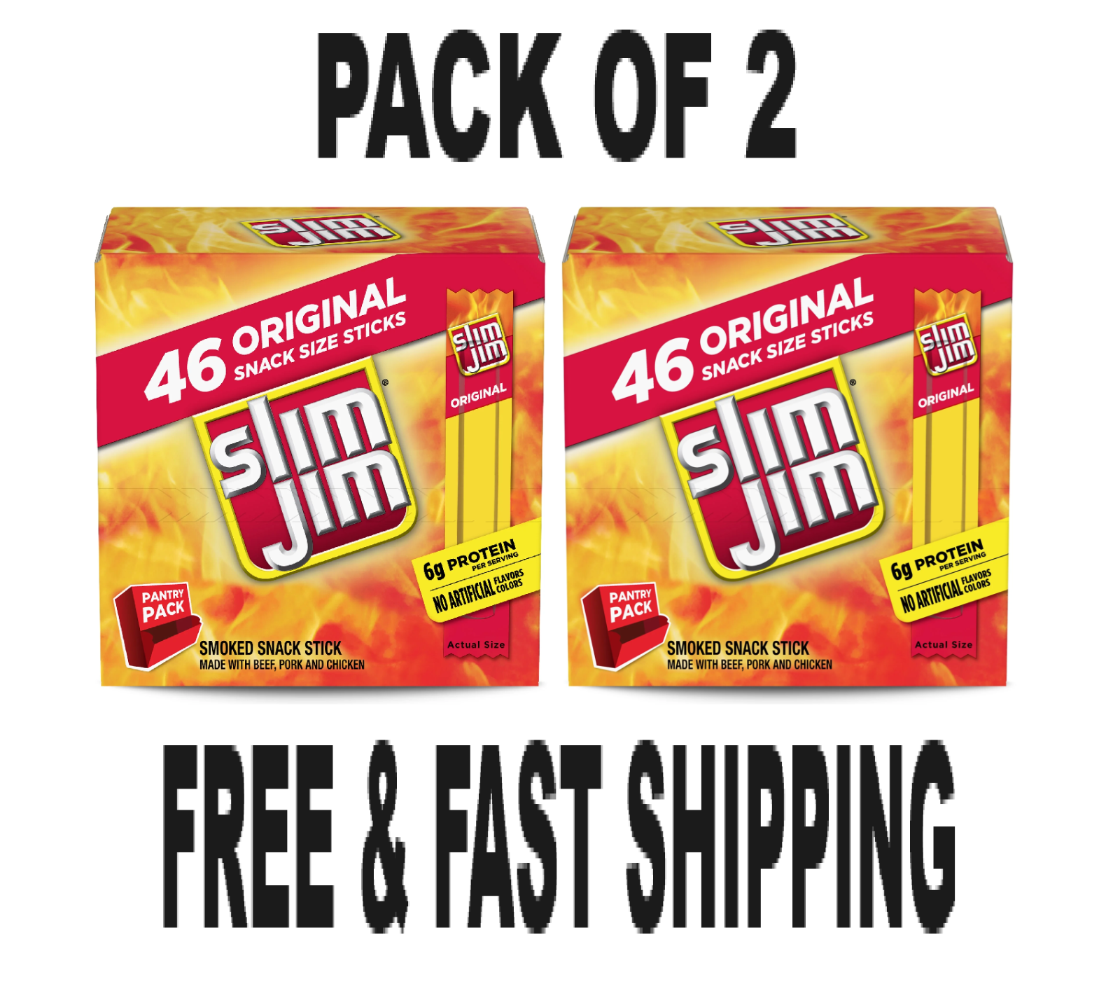 Slim Jim Original Smoked Snack Sized Sticks, 0.28 oz Meat Sticks, 46 Co. 2 pack
