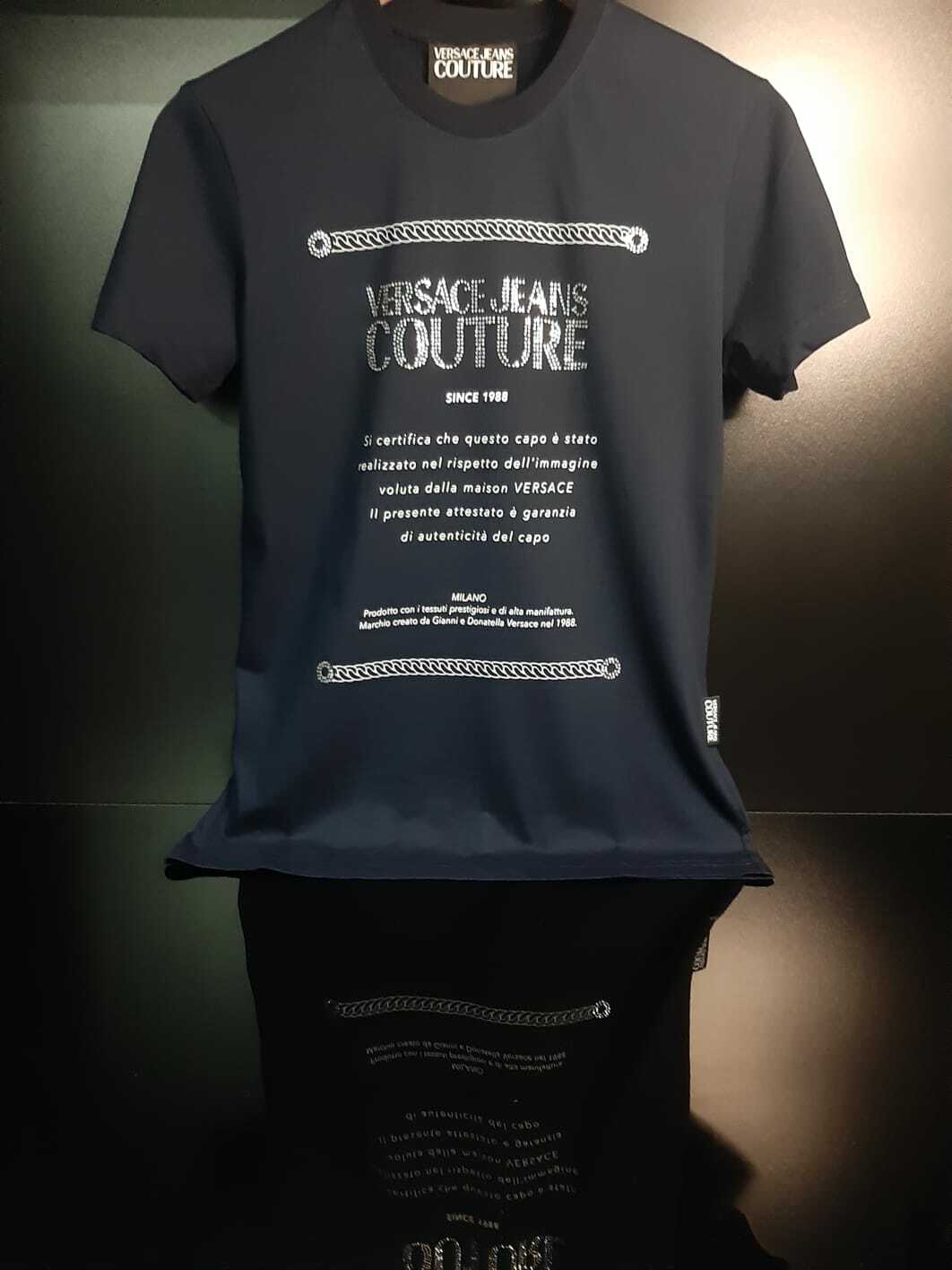 VERSACE JEANS COUTURE ネイビー Tシャツ XS VERSACE JEANS COUTURE LOGO PRINT T SHIRT-COBALT BLUE. | eBay