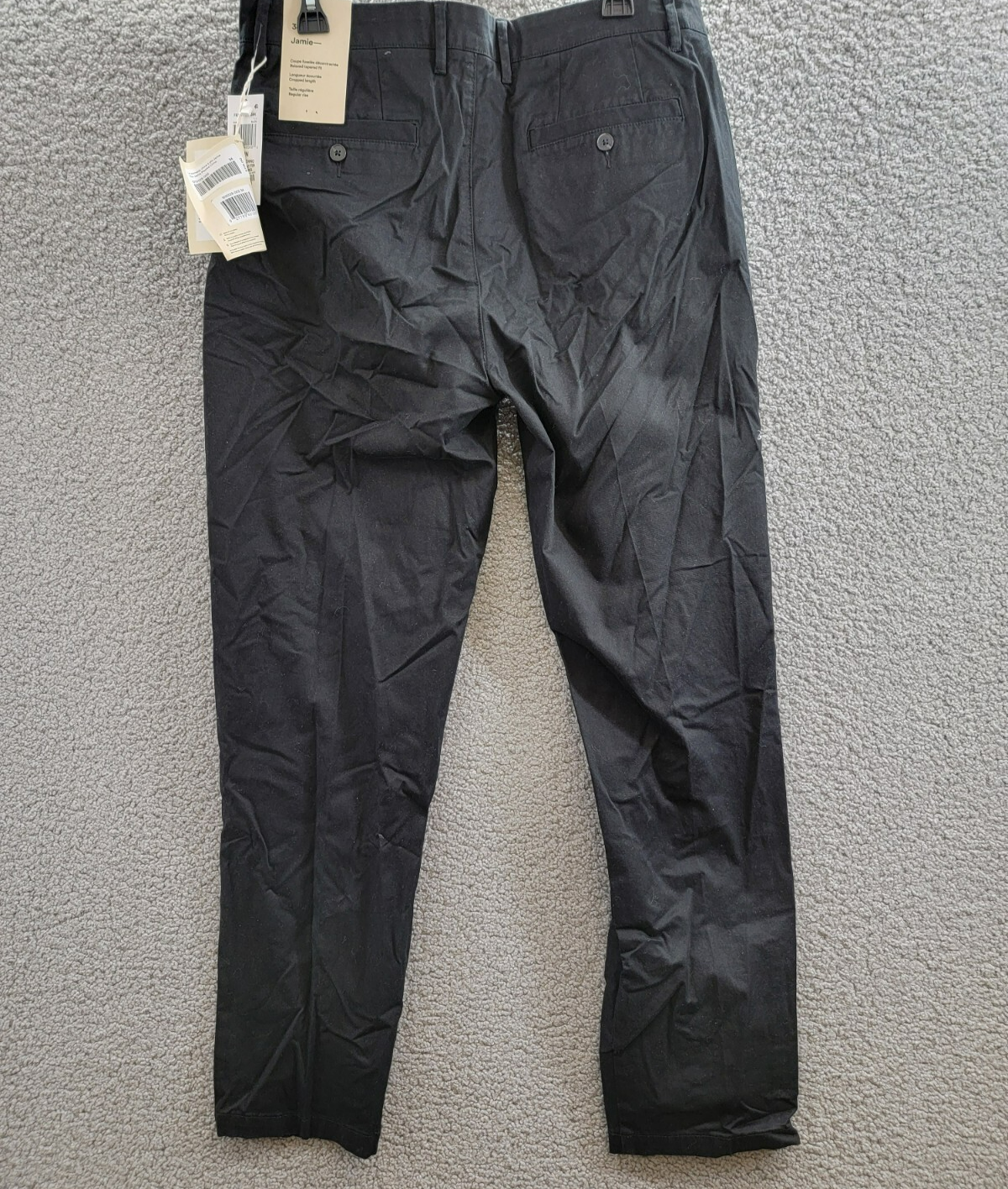 Frank And Oak Relaxed-Fit Pleated Tapered Chinos Men's 34 Black Button Zipped - Picture 12 of 18
