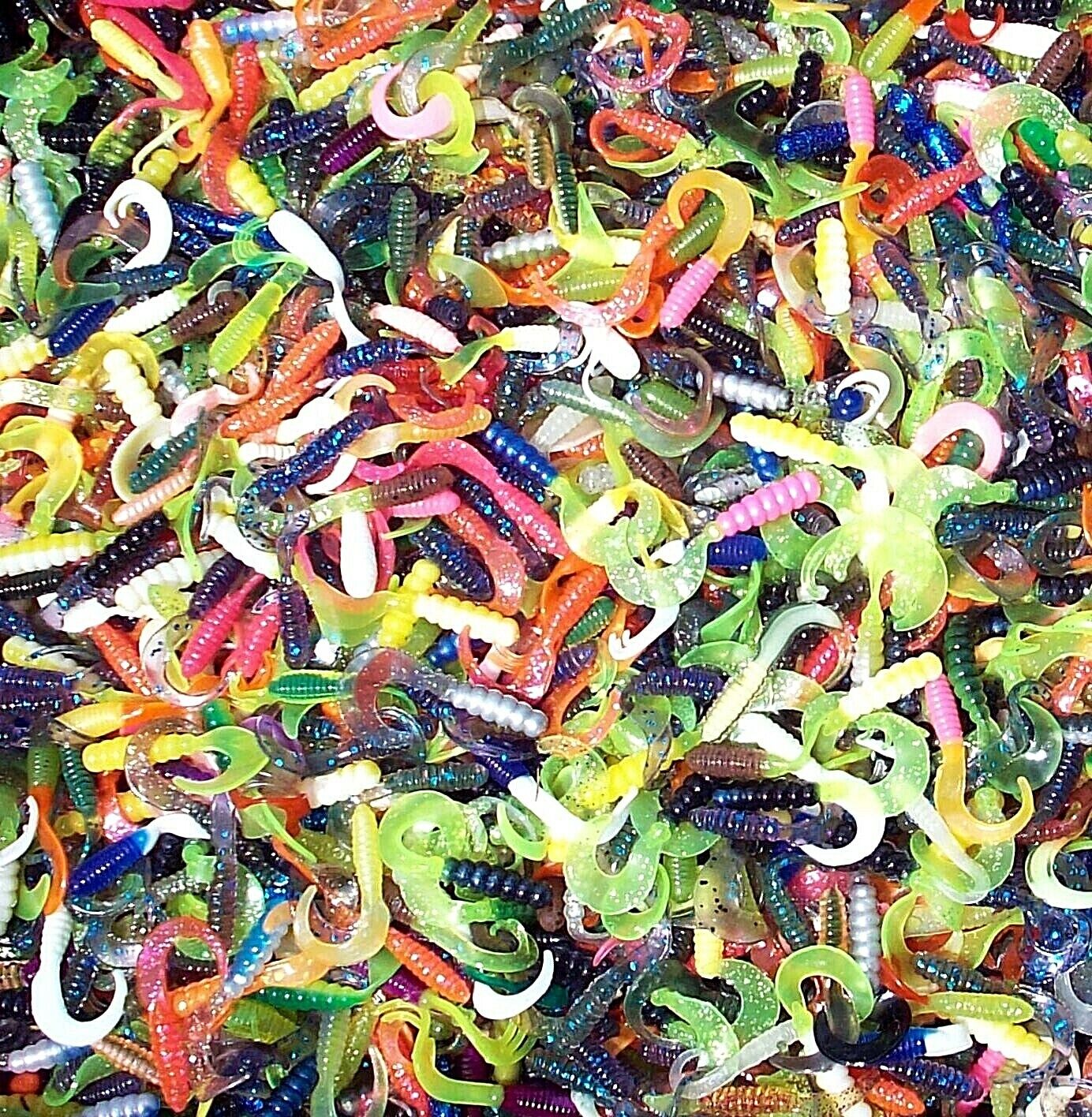 ::100 ASSORTED 2" Curly Tail GRUBS Crappie Fishing Lures Trout Panfish Perch Baits