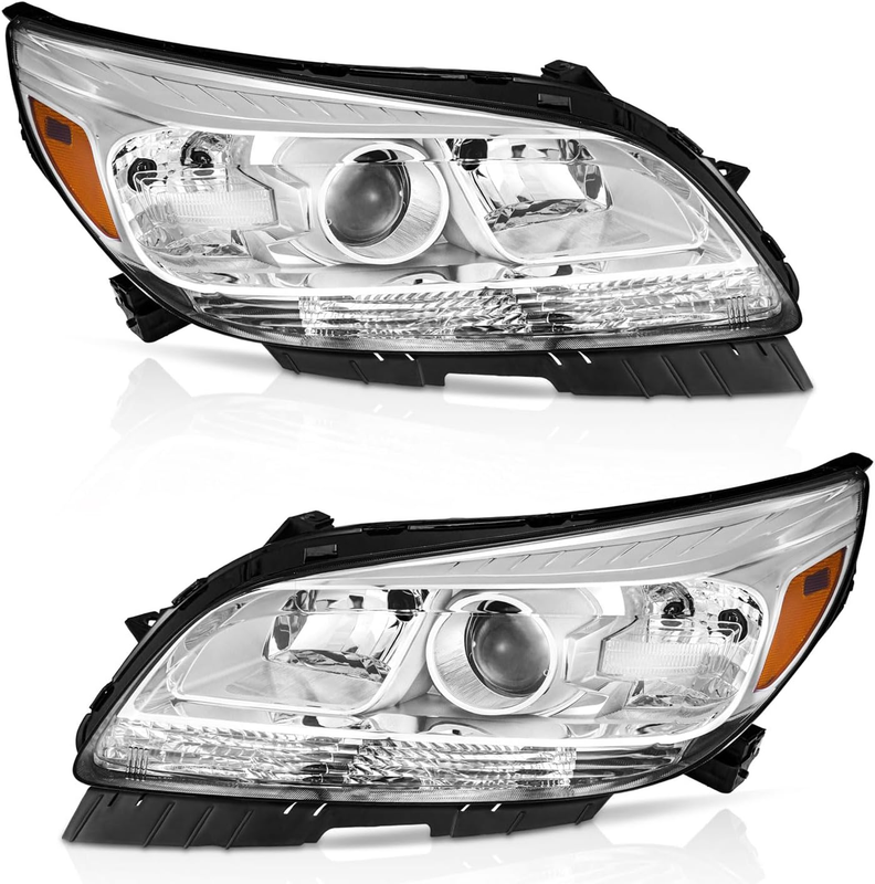 Headlights Chrome Amber Reflector Left Right for Chevy Malibu 2013-2015 Eco