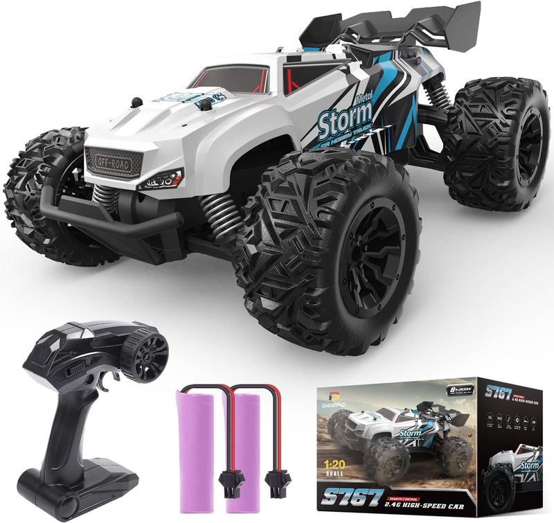 DEERC RC Car, Remote Control Monster Truck W/ 2 Batteries for 40 Min Play,