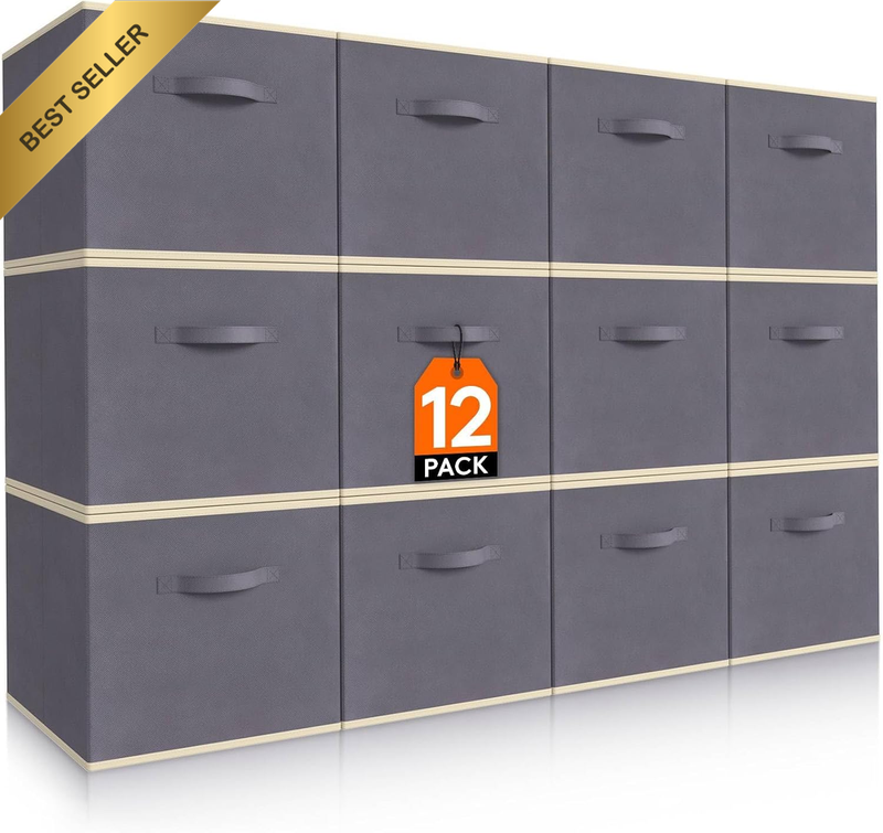 12 Packs Storage Cubes, 11 Inch Cube Storage Bins, Foldable Decorative Fabric St