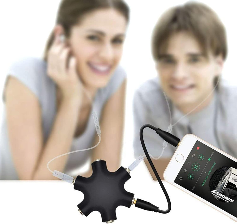 Headphone Splitter, 5-Jack 3.5 Mm Audio Headphone Splitter Stereo Audio Headset