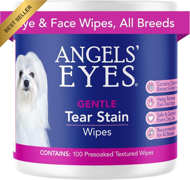Gentle Tear Stain & Pet Eye Wipes for All Dogs & Cats Textured Grooming Wipes Re