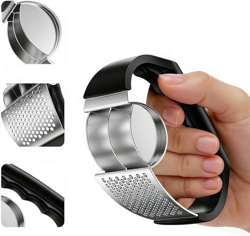 Garlic Press Mincer and Garlic Slices Chopper ，430 Stainless Steel Ring Garlic P