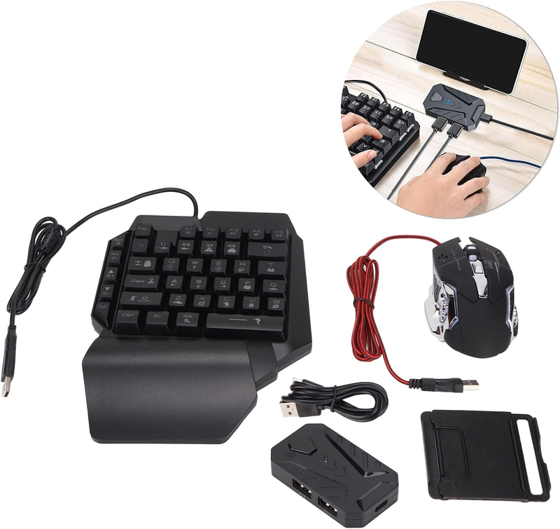 RGB One Hand Mechanical Gaming Keyboard and Mouse, USB Wired 35 Keys Gaming Keyb
