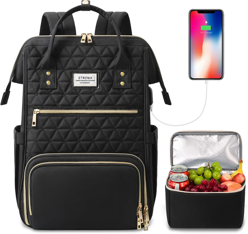 Lunch Backpack, 15.6in Laptop Backpack with USB Charging Port, Teacher Nurse Wor