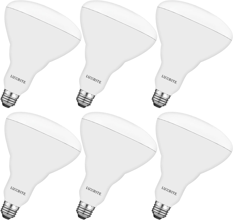 LUXRITE BR40 LED Light Bulbs, 85W Equivalent, 3500K Natural White (6 Pack)