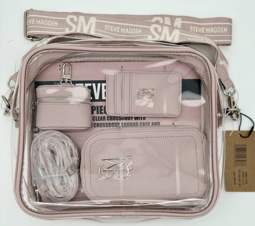 Steve Madden 4 Pc Set Clear Crossbody~Phone Crossbody~Earbud
