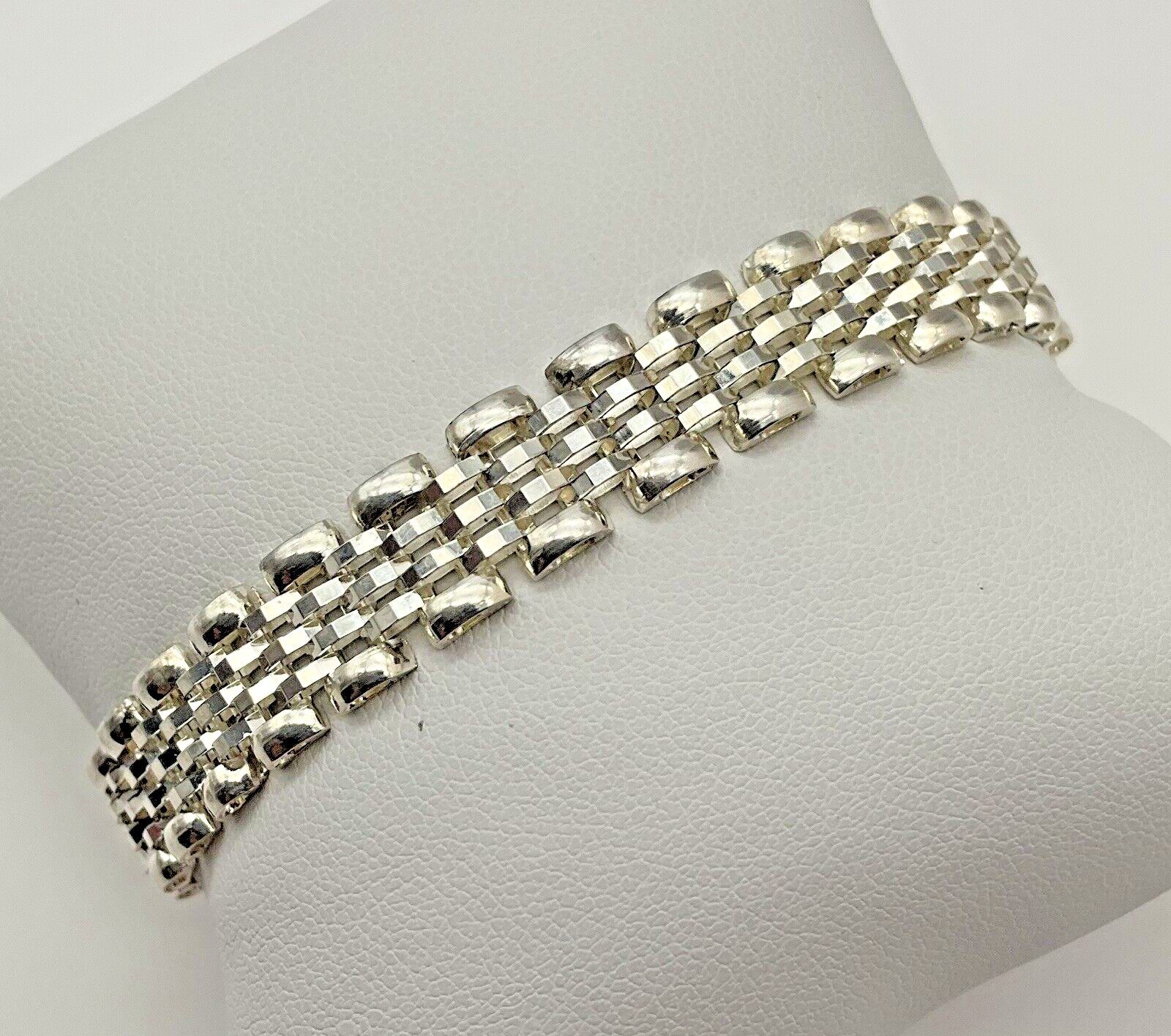 Sterling Silver 9.4mm Modified Railroad Link Bracelet 7