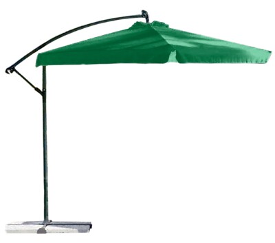 OMBRELLONE DA GIARDINO DECENTRATO IN ACCIAIO 300 x 300 cm CON TELO VERDE