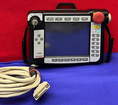 DENSO TP-RC7M-1 410100-1570 ROBOTIC PENDANT WITH CABLE & KEY DENSO TP-RC7M-1 410100-1570 ROBOTIC PENDANT WITH CABLE & KEY