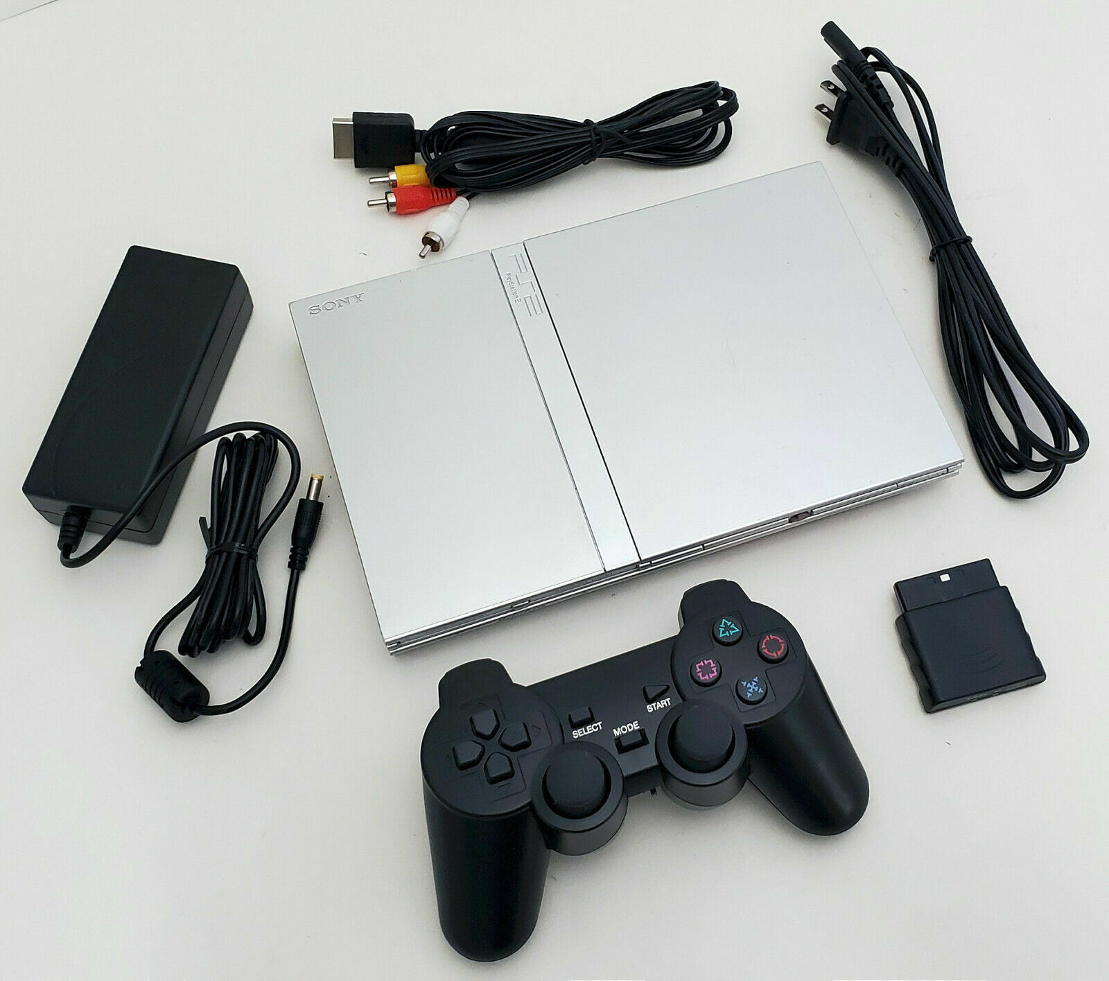 OEM Sony PS2 PlayStation 2 Slim SILVER Console Bundle SCPH79001