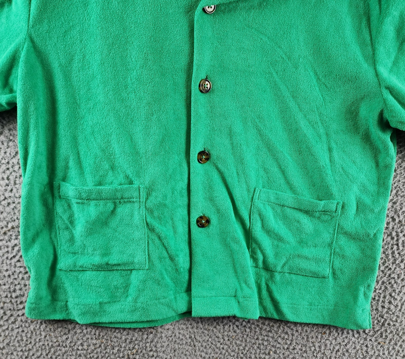 Elan Button Front Cover Up Shirt Women's S Green Bright Collared Pockets S/S - Picture 3 of 14