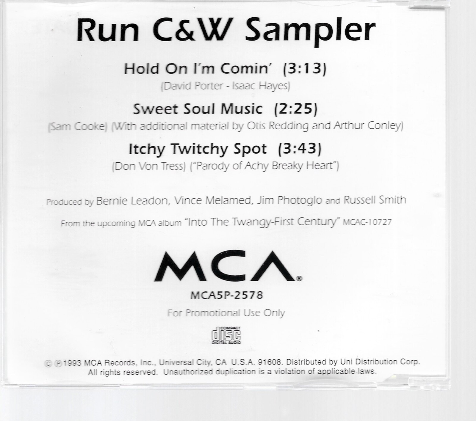 RUN C&W (CD promo 3 tracks) ITCHY TWITCHY SPOT/SWEET SOUL RUN C&W (CD promo 3 tracks) ITCHY TWITCHY SPOT/SWEET SOUL