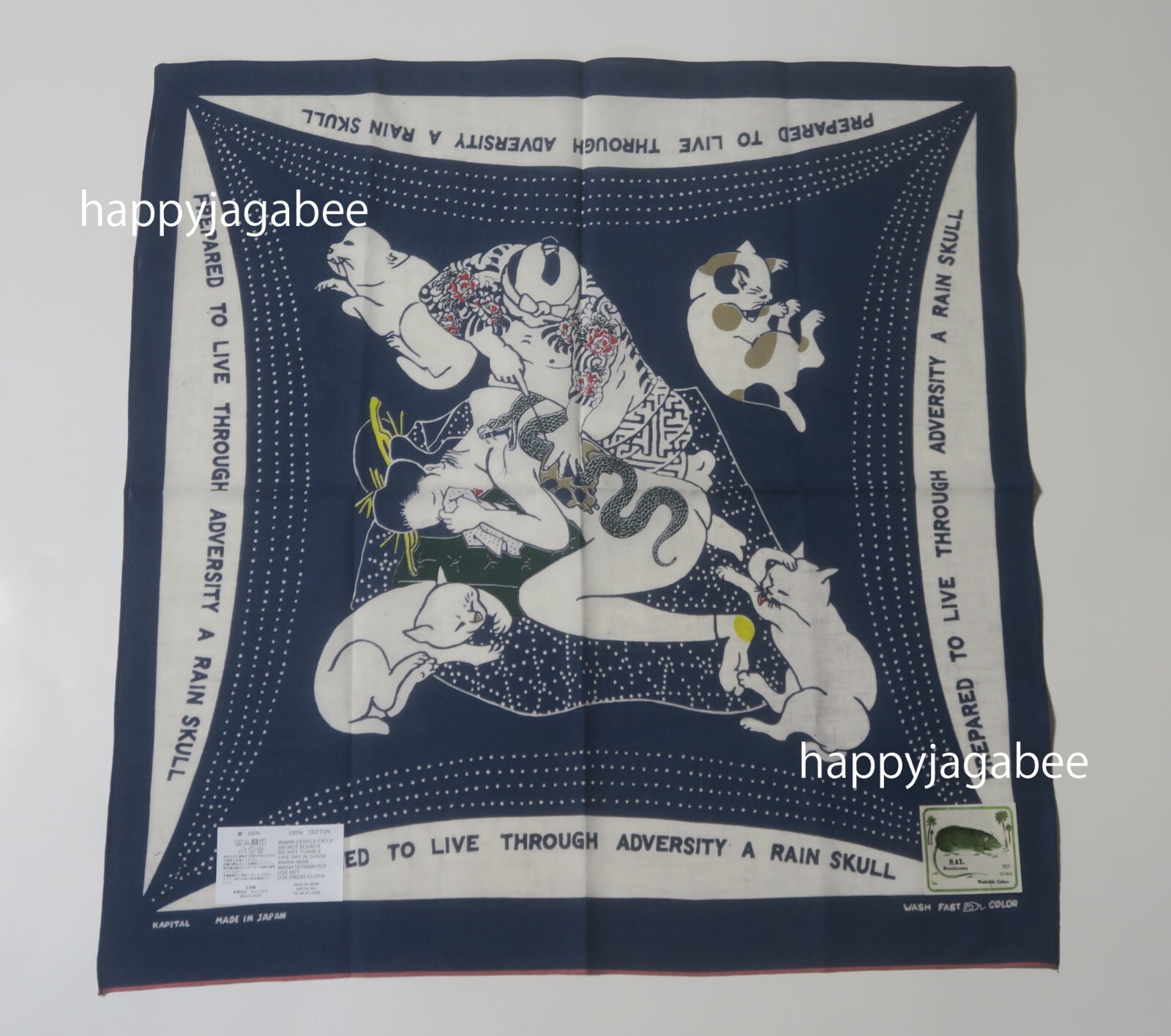 kapital バンダナ　レインスカル Kapital Fastcolor Selvedge Bandana (PROFILE RAIN SKULL