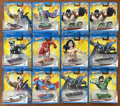 12 Hot Wheels Cars DC Comics Universe 2011 Sealed 1:64 Set w Extras Batman, Bane