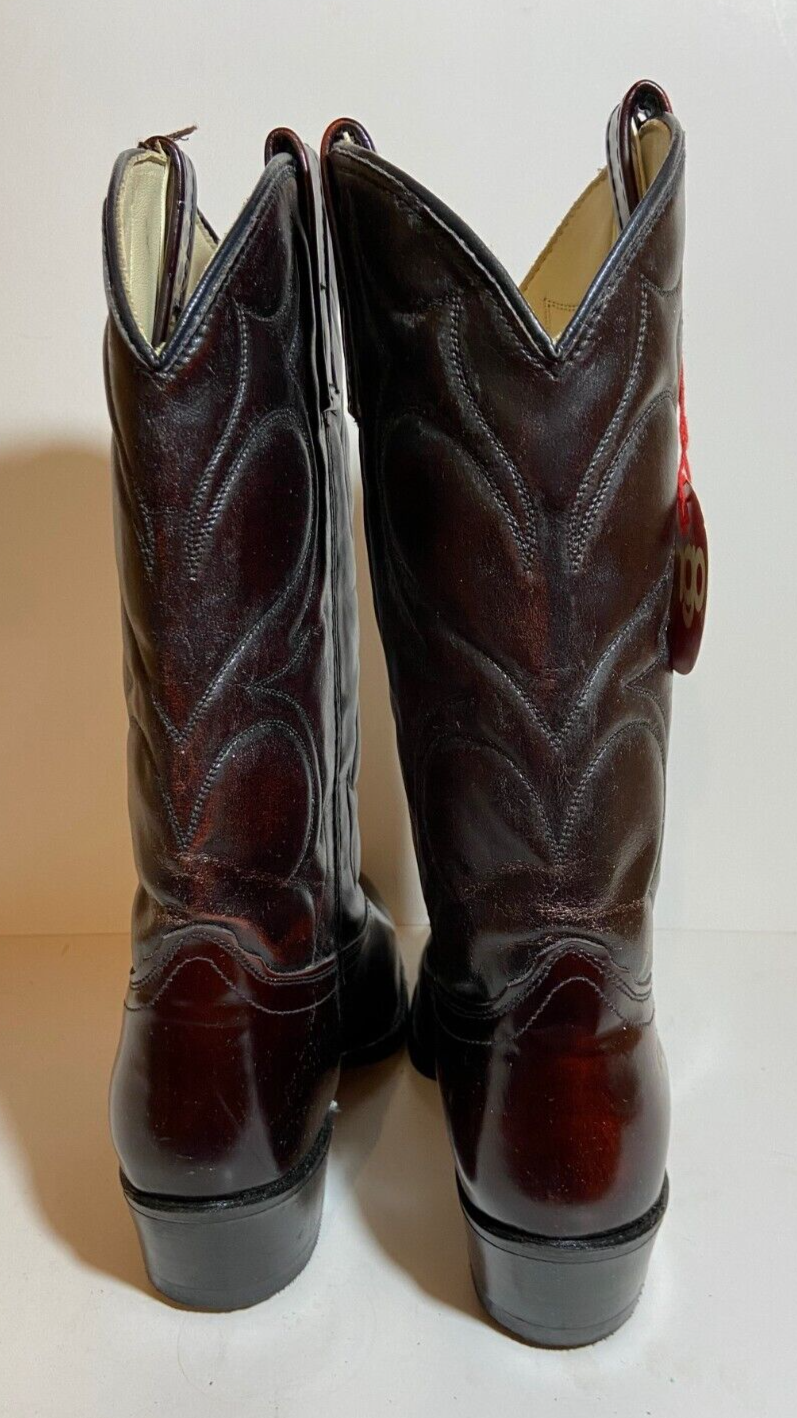 DINGO VINTAGE 80S MENS NEW 8D BURGUNDY BROWN  COWBOY WESTERN CASUAL DRESS BOOTS