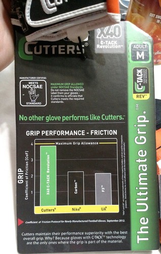 Cutters X-40 C-Tack Receiver ORANGE BLACK Football Gloves Medium LARGE