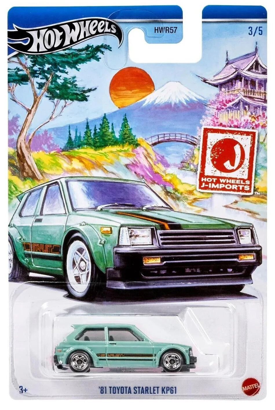 Hot Wheels '81 Toyota Starlet KP61 Green J-Imports 1:64