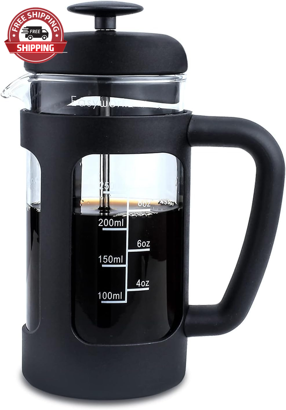 12 Oz Coffee Tea Maker With Borosilicate Glass,soft Grip Han