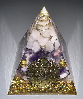 Orgone Crystal Pyramid Strength Growth Positive Energy Copper Amethyst Periodot