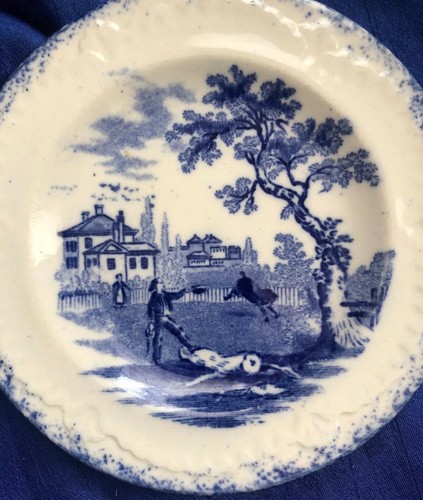 Ridgways Humphrey's Clock Scenes From Chas Dickens Blue Butter Display Plate VTG