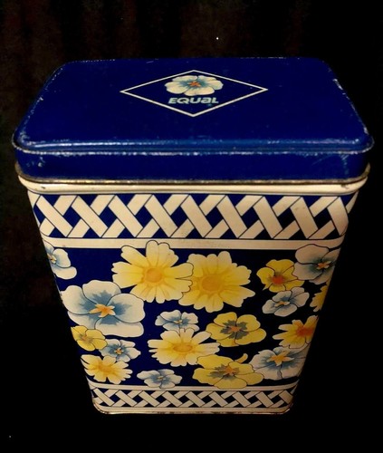 Vintage Equal Nutrasweet Sweetener Canister Collectible Tin 6” 1989