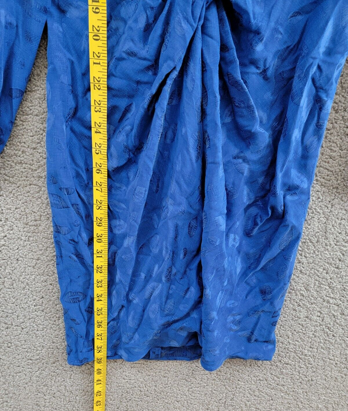HUGO Twist-Front Textured Mini Dress Women's 8 Cobalt Lips Print Back Zip L/S - Picture 8 of 17