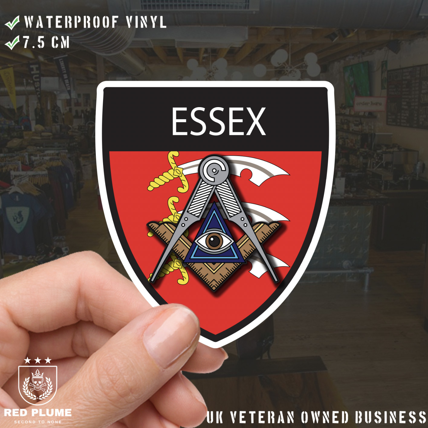 Essex Masonic Shield Sticker - Picture 1 of 4