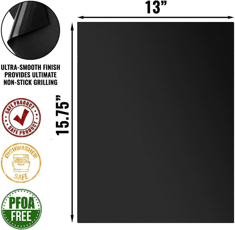 BBQ Grill Mat, Non-Stick Reusable Heat Resistant Baking Mat Pads, Durable Easy-t