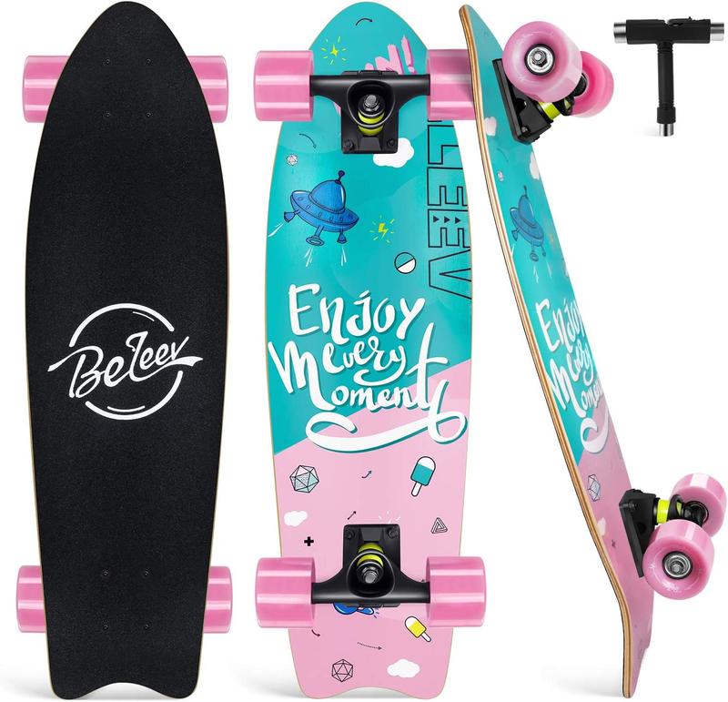 S For Beginners, 27 Inch Complete Skateboard For Kids T