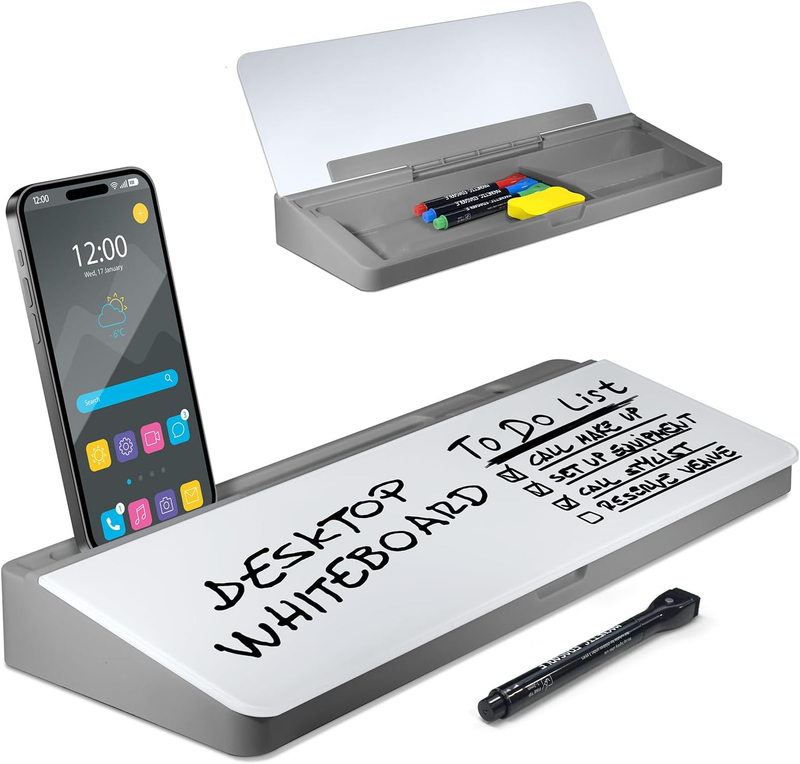 Desktop Whiteboard - Glass Dry Erase White Board - Desk Comp