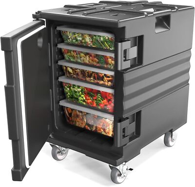 82 QT Hot Box Food Warmer, Insulated Food Pan Carrier for 5 Full-Size Pan Black