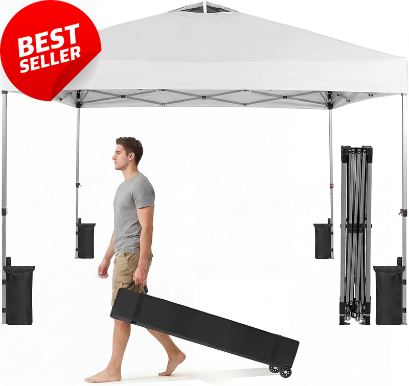 10x10 Pop Up Canopy Tent 1 Person One Push Portable Shelter White