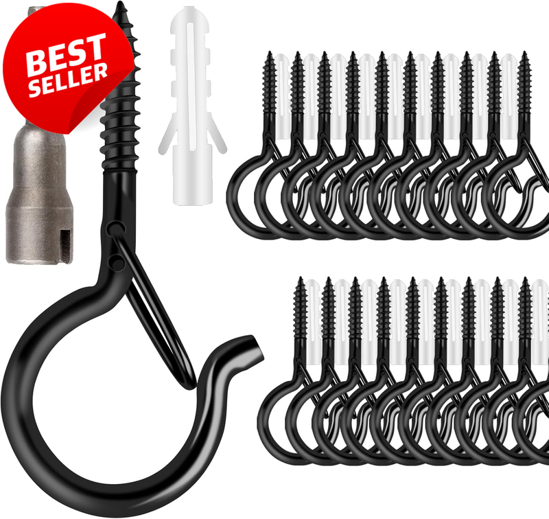 Q-Hanger Screw Hooks Safety Buckle Outdoor String Light Hangers 48Pk - US