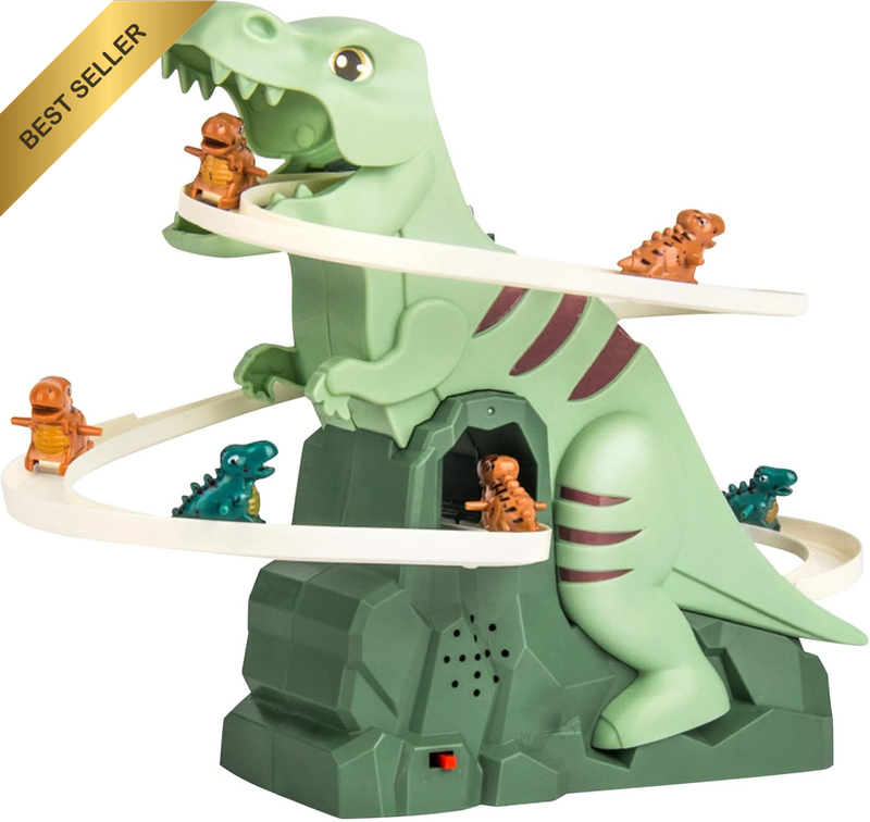 Electric Dinosaur Climbing Stairs and Slide Toy with Music for Kids