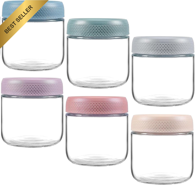 Overnight Oats Containers with Lids, Glass Jars with Airtight Lids, Wide Mouth M