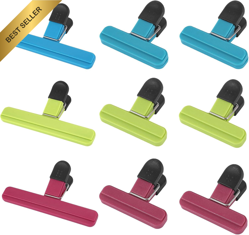 9 Pack Heavy Duty Chip Bag Clips - Strong Plastic Sealer Clips for Food Bags, As