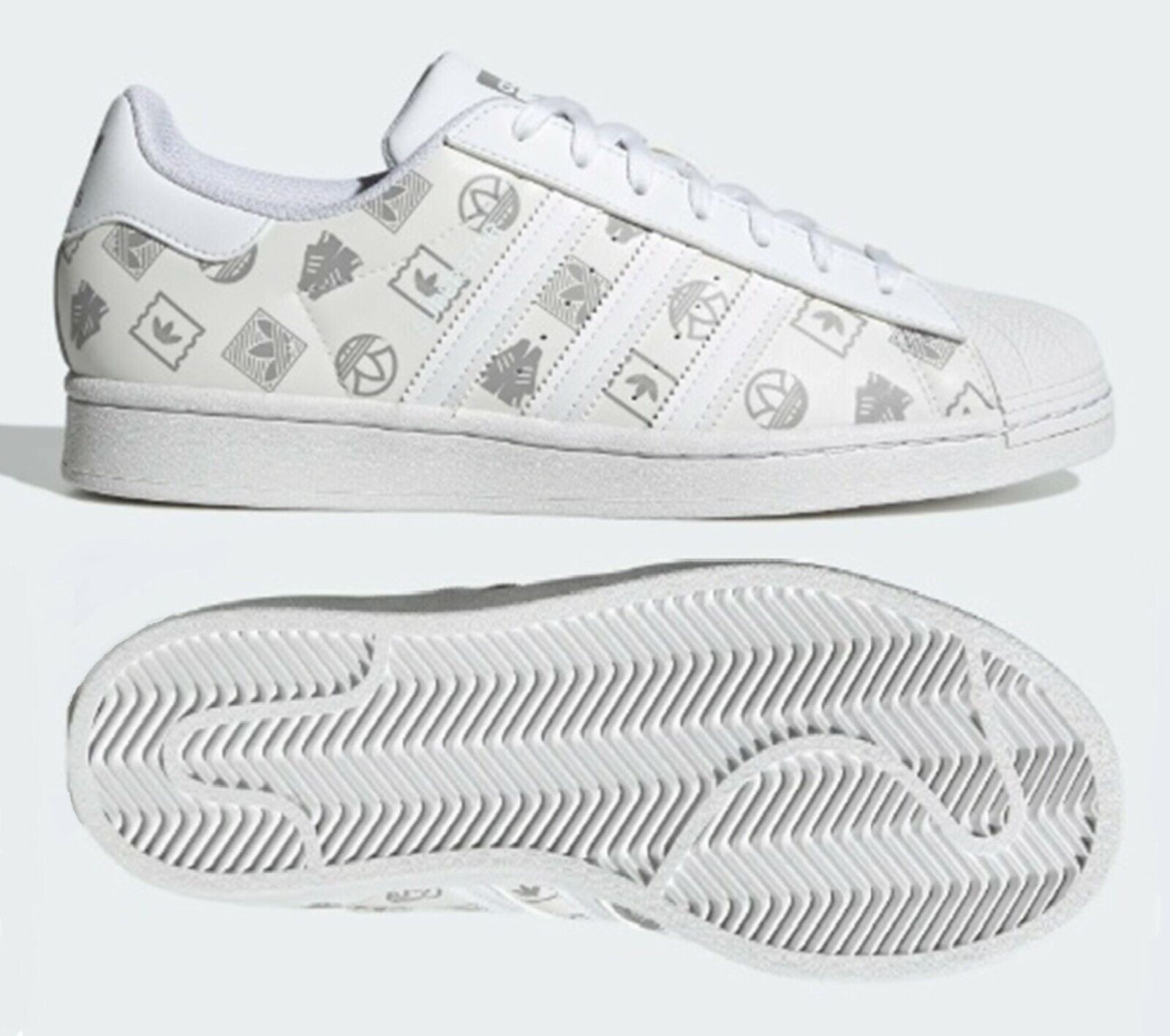 NEW Adidas Originals Superstar Printed Logo Men Shoes, White NEW Adidas Originals Superstar Printed Logo Men Shoes, White