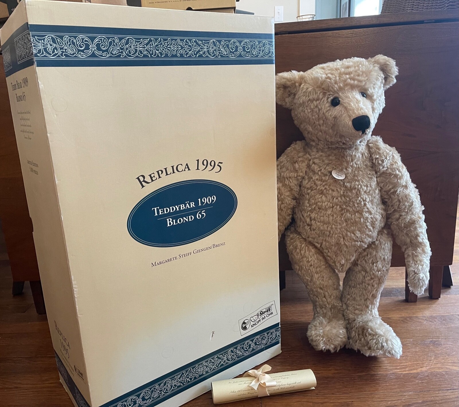 STEIFF Teddy Blonde 1909 Reproduction, 406058, 26” | eBay